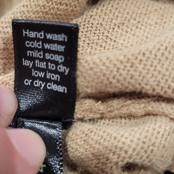 Peruvian Connection Size L Linen/cotton Blend Tan Ooen Front Cardigan - Picture 8 of 8